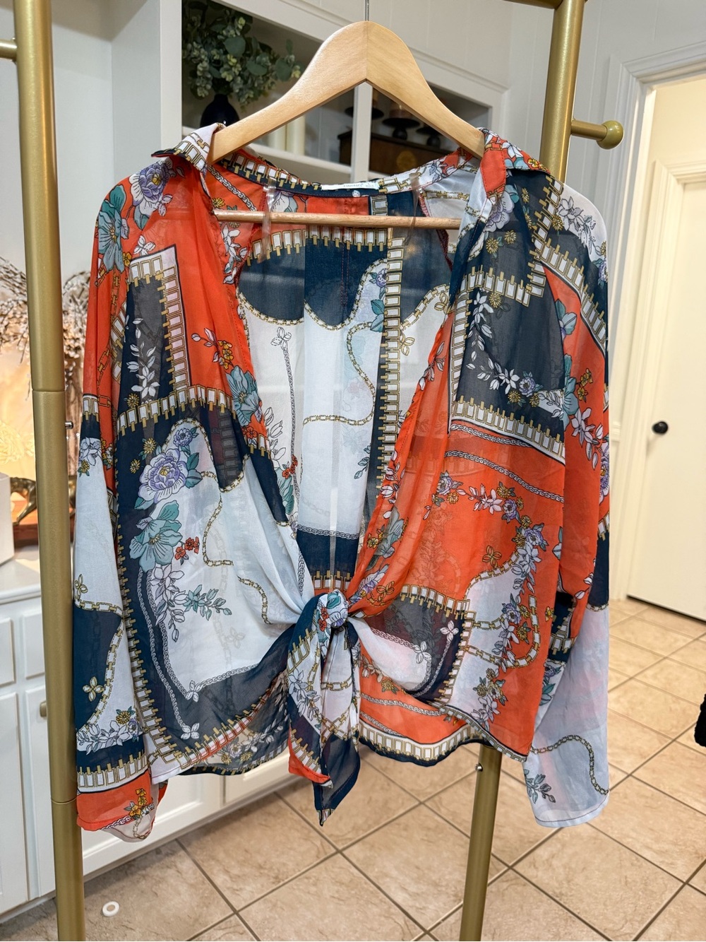 Timing Floral Tie Front Kimono Size L
